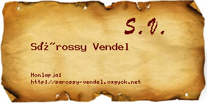 Sárossy Vendel névjegykártya